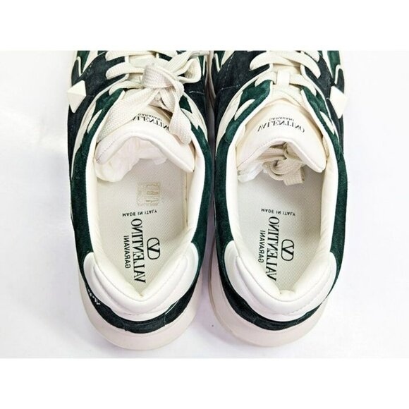 NWOB Valentino Garavani Men\'s Green Suede One Stud Trainers Size 46 (MSRP $980)
